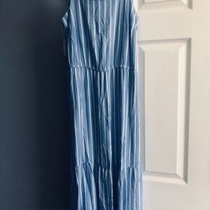 Amazon Blue and White Striped Midi Dress